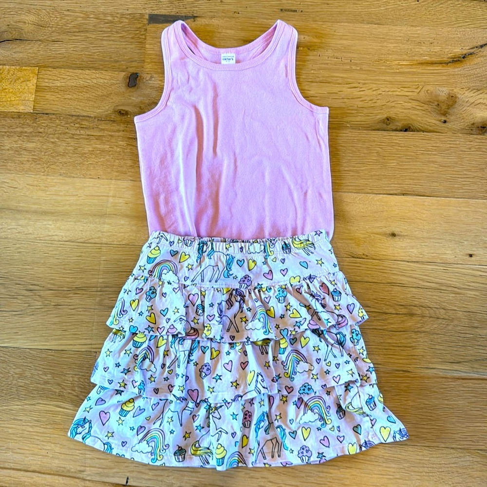 Unicorn and rainbow skirt and top